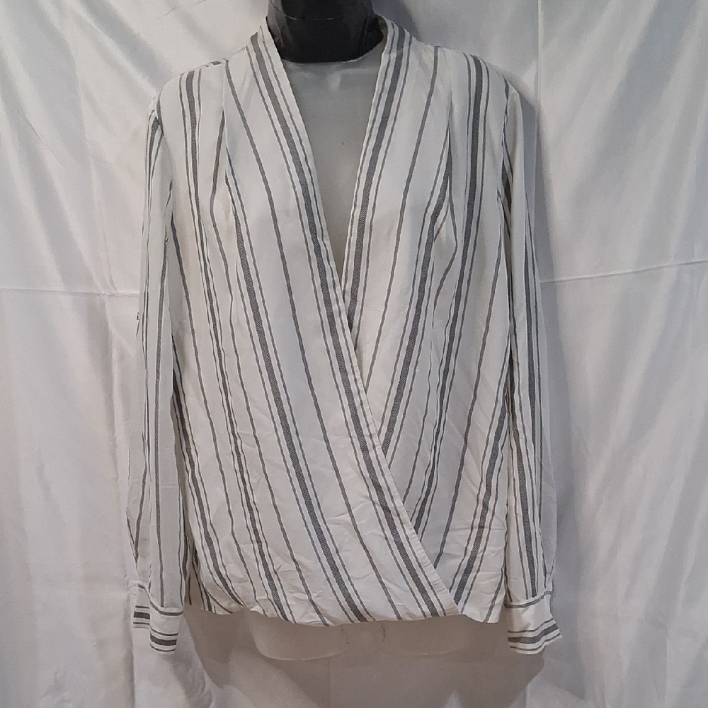 ANTONIO MELANI Cream Wrap Long Sleeve Blouse